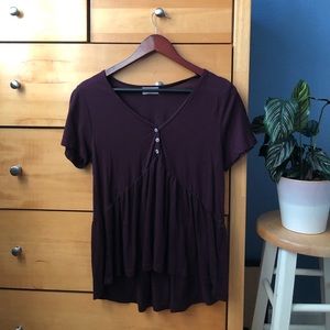 Short Sleeved Mid Button Top